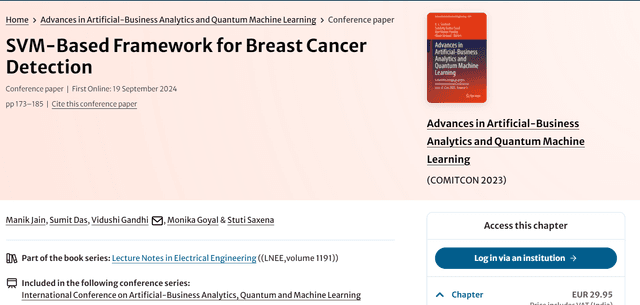 SVM-Based Framework for Breast Cancer Detection